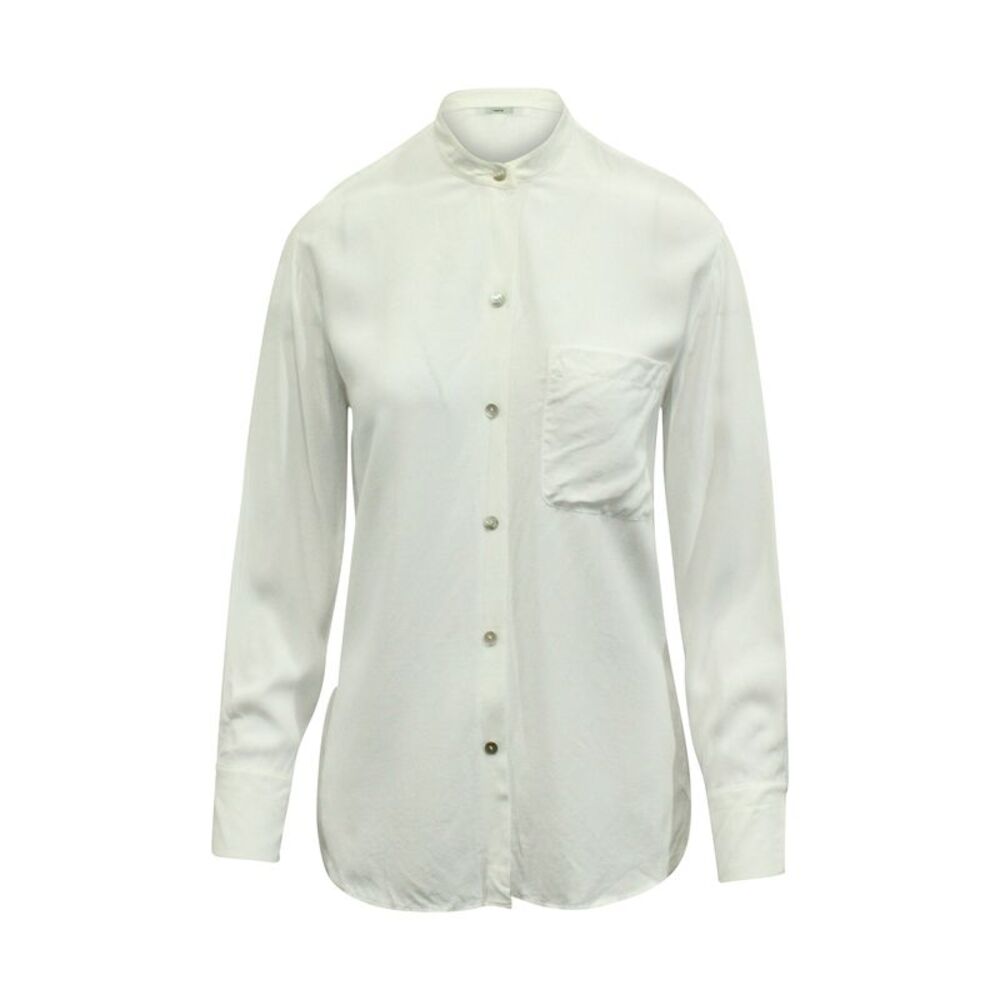 Vince Mandarin Collar Shirt in White Viscose